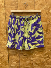 Vintage Y2K Calvin Klein hawaiian style purple neon green floral shell inner mesh swim shorts size l